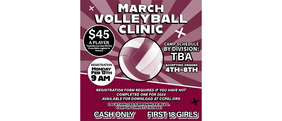 March Volleyball clinic registration 